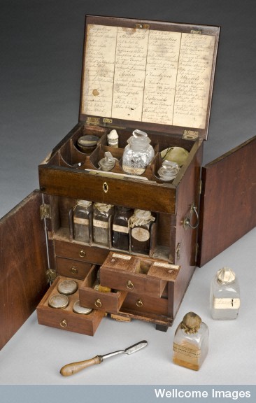 L0057102 Mahogany medicine chest, England, 1801-1900